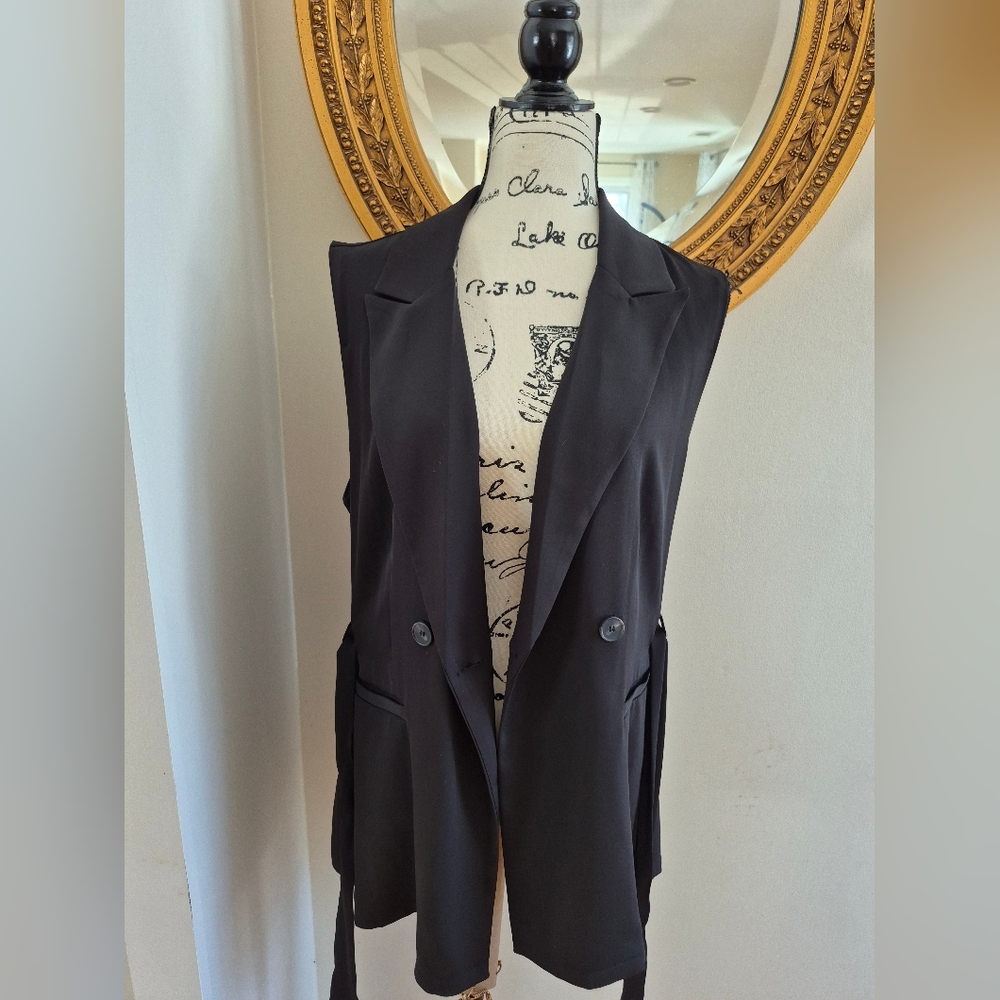 MELLODAY Black Sleeveless Double-Breasted Vest SIZE M.